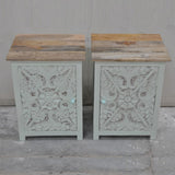 Hand Carved Pair of Bedsides, solid wooden bedside