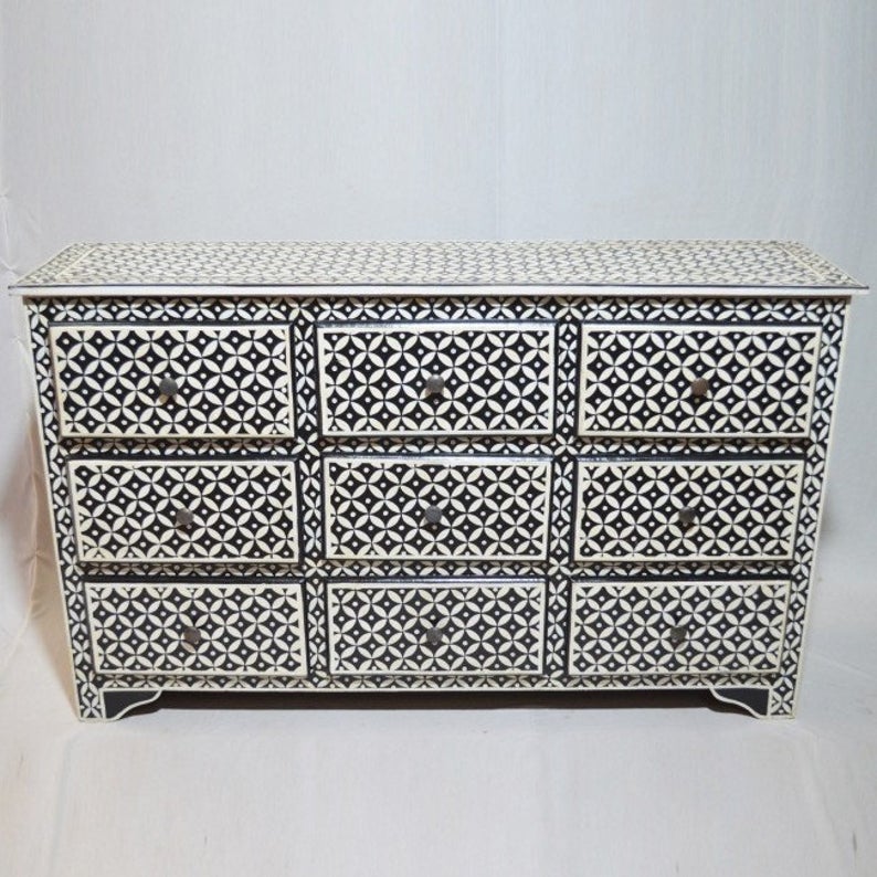 Pandora Bone Inlay Painted Chest of Drawers