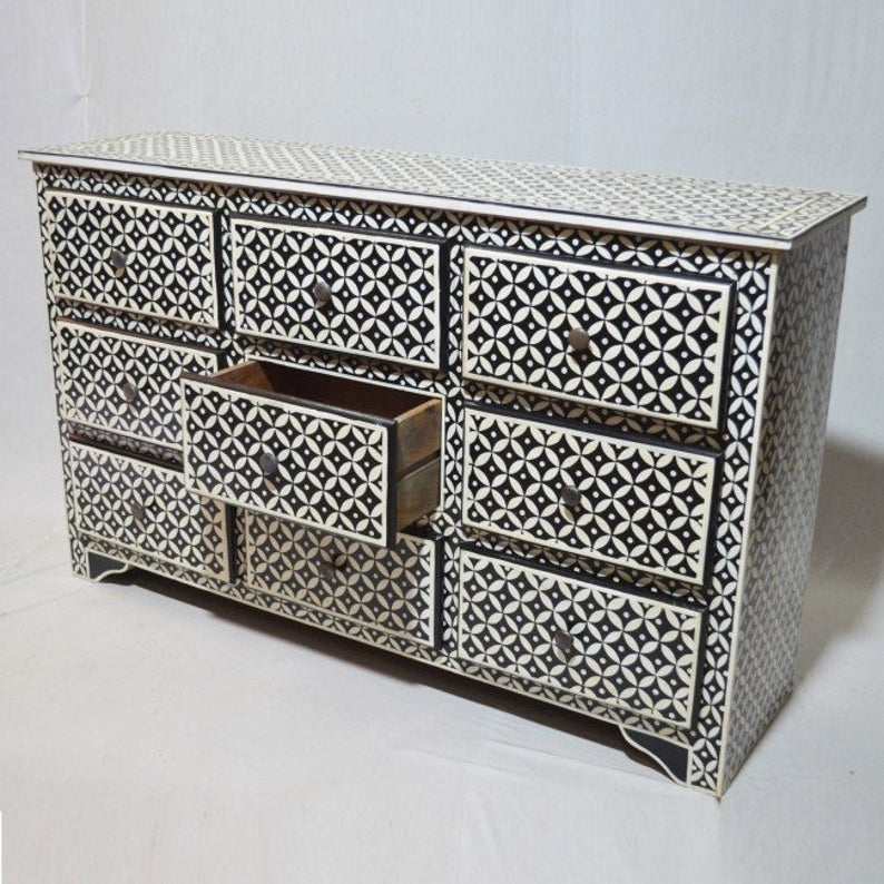 Pandora Bone Inlay Painted Chest of Drawers