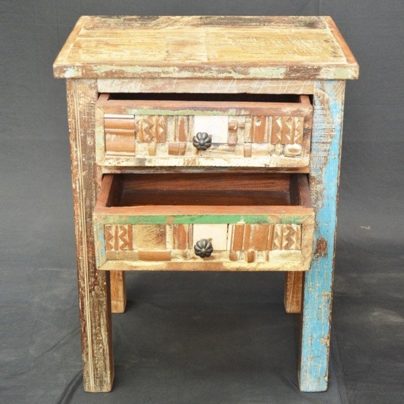 Liberty Reclaimed Wood 2 Drawer Bedside 60cm