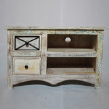 Reclaimed Timber Wood White TV Unit Small