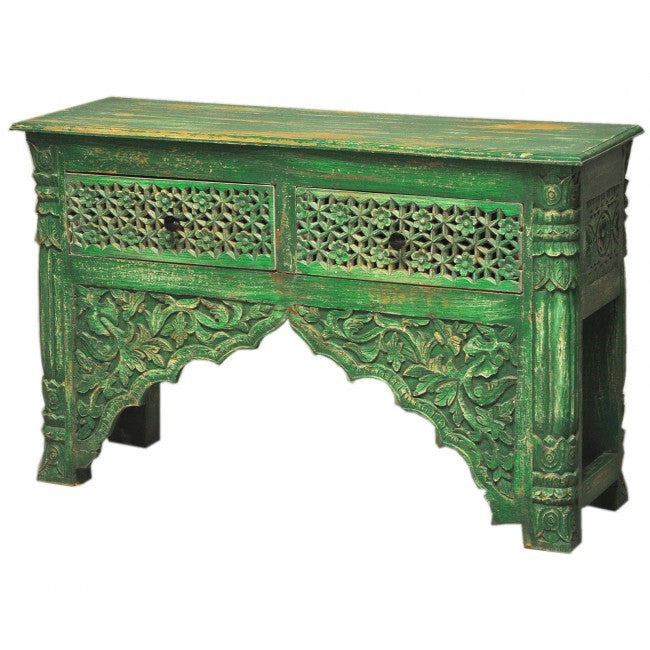 Mesa de salón estilo Mehrab tallada con cajones