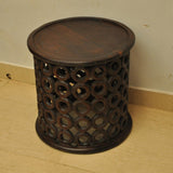 Hand Carved Round Wooden Coffee Table Small