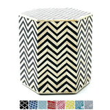 Zigzag Bone Inlay Hexagonal Drum Side and End Table - Size L