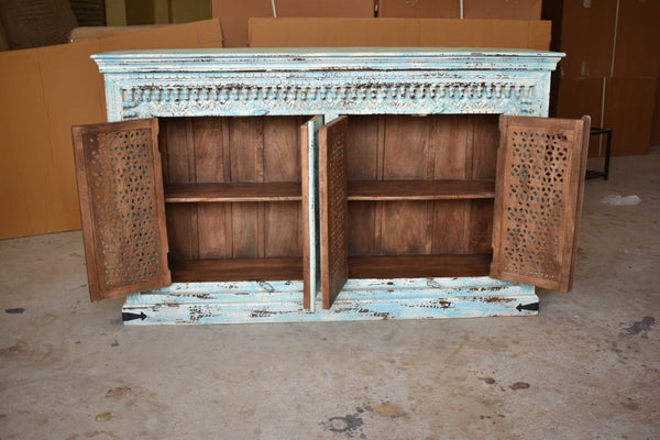 Jali Design Hand Carved Designer Sideboard, Buffet Table Cabinet, Hall Table, Storage Cabinet