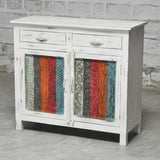 Rainbow Carved 2 Door Wooden Sideboard White Wash 100-40-90