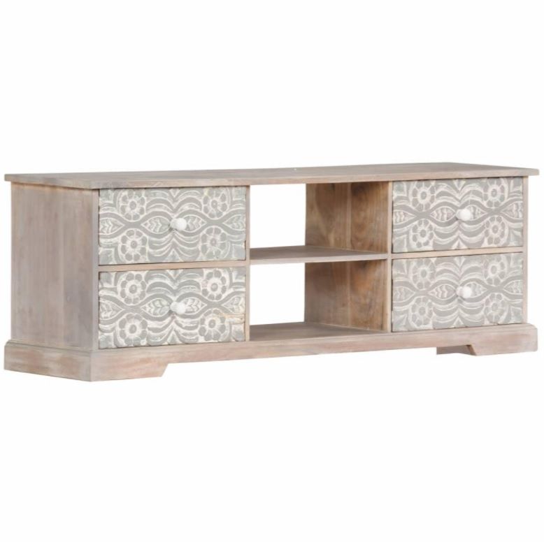 SANABIS Hand Carved Solid Wood TV Cabinet