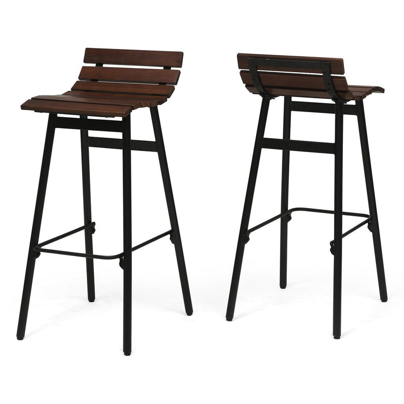 CLAVER 35" Industrial Wooden Barstool (Set of 2)