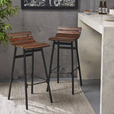 CLAVER 35" Industrial Wooden Barstool (Set of 2)