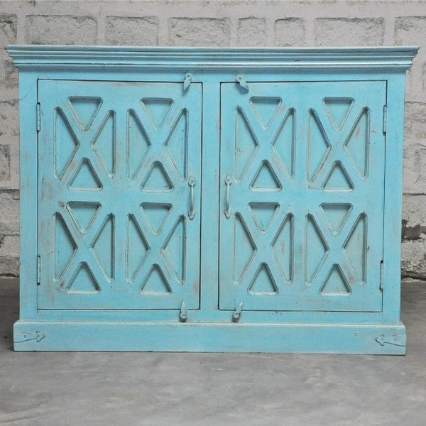 X Design Solid Wood Door Sideboard Turquoise 110-40-90