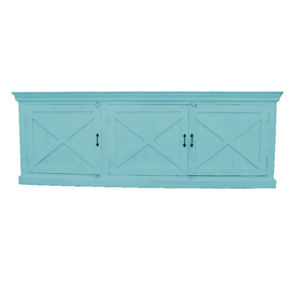 X DESIGN SOLID 3 WOODEN DOOR SIDEBOARD-Turquoise-200-40-90