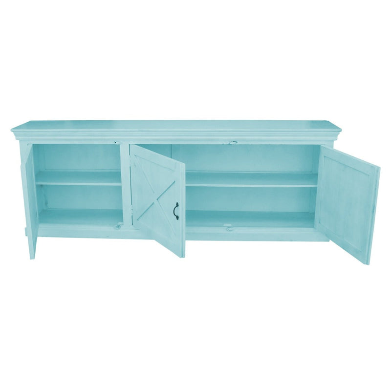 X Design Solid 3 Wooden Door Sideboard Turquoise 200-40-90